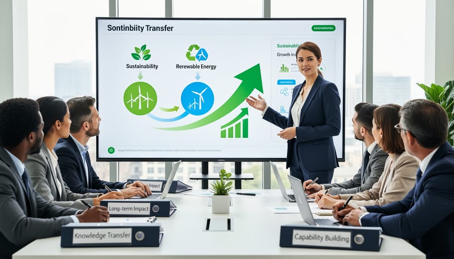Consultant conducting training workshop with client organization managers